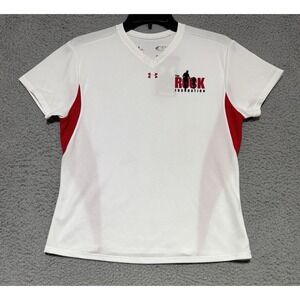 Under Armour V Neck T Shirt Womens Size Small The Rock Foundation Logo